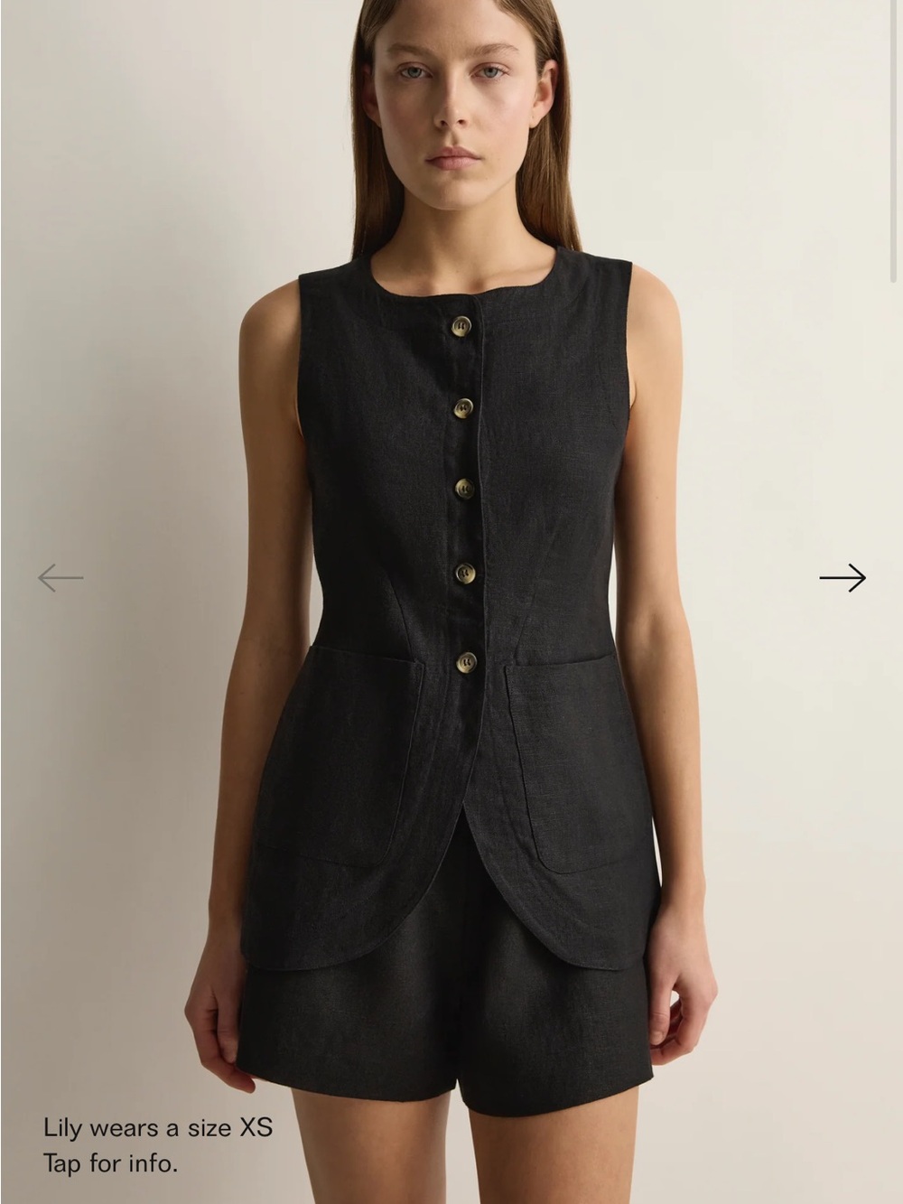 Posse Black  Linen Emma Vest Top